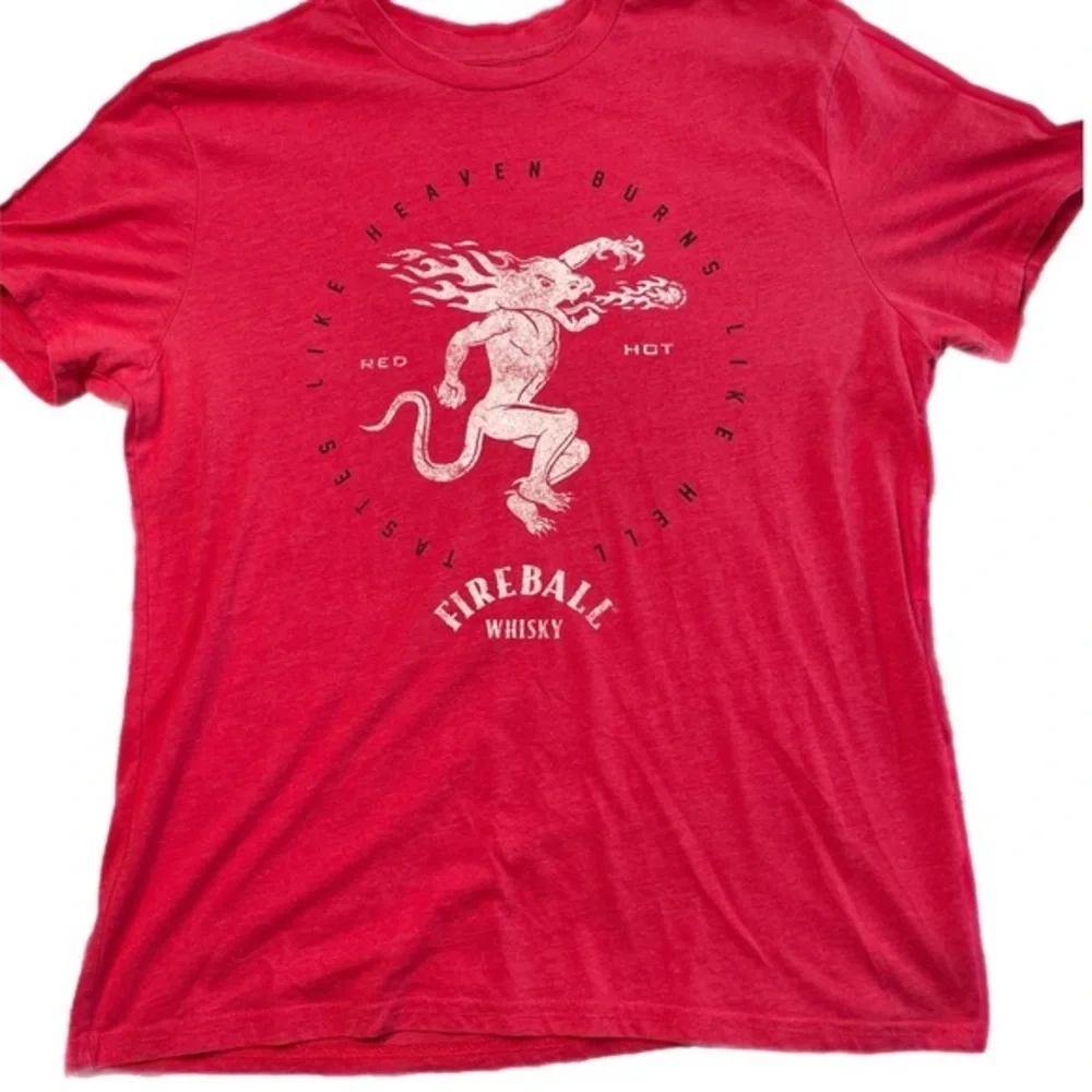 Fireball Whiskey Tastes Like Heaven Burns Like H*ll Red T-Shirt Large